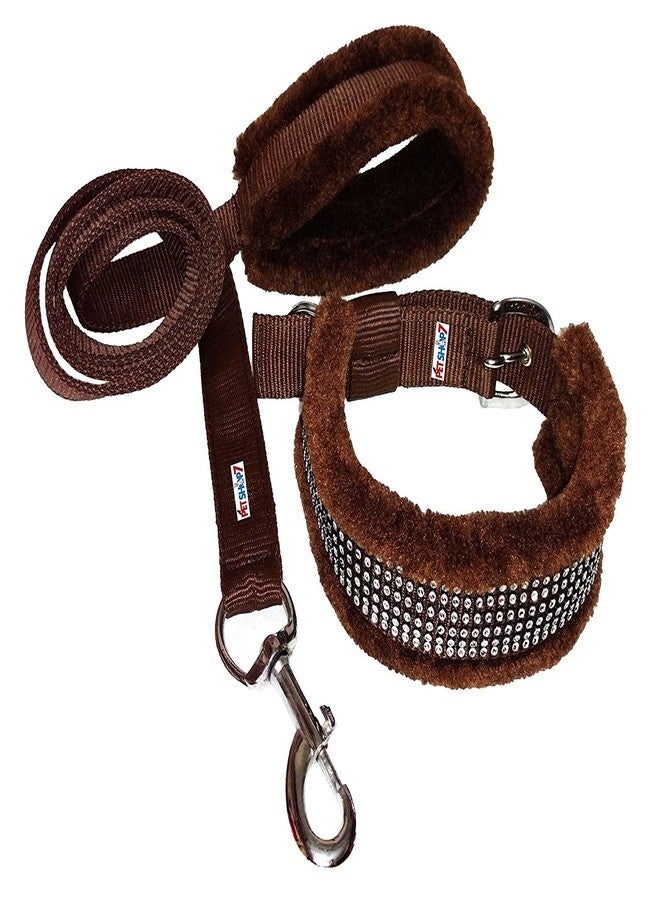 Skora Nylon Brown Fur 1.25 Inch Large Dog Harness, Dog Collar & Leash (Chest Size : 28-34 inch) - Image 2